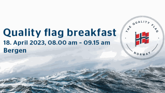 Picture shows Quality flag breakfast with ocean background
