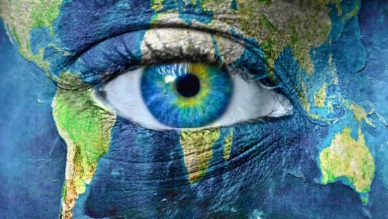 Picture of an eye painted as the earth