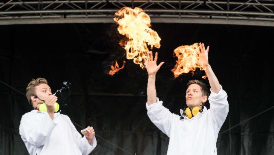 Science show with flames